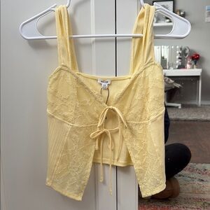 Yellow Lace-Up Women's Top